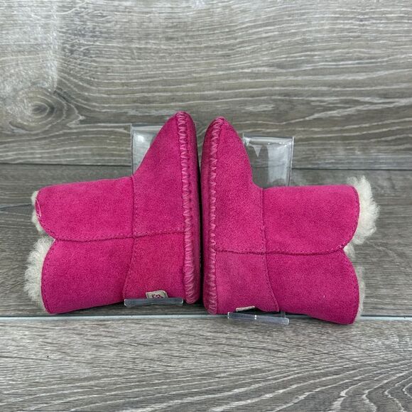 Ugg Caden Toddler Girl Sz 5 Princess Pink Suede Shearling Lined Moccasin Booties - Picture 10 of 10